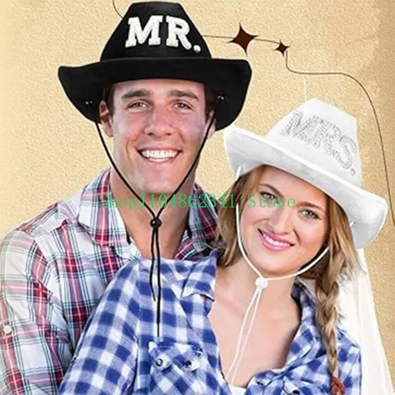 652F Jeweled Cowboy Hats Crystal Party Hat Bride Hat for Wedding Music Festival