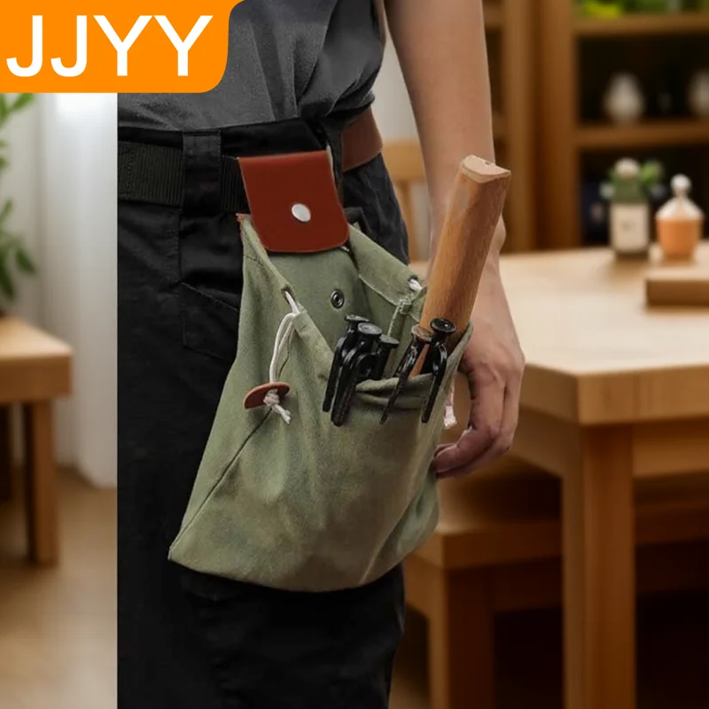 Collapsible Canvas Foraging Bag Berry Mushroom Picker Drawstring for Camping Hiking Outdoor Gear