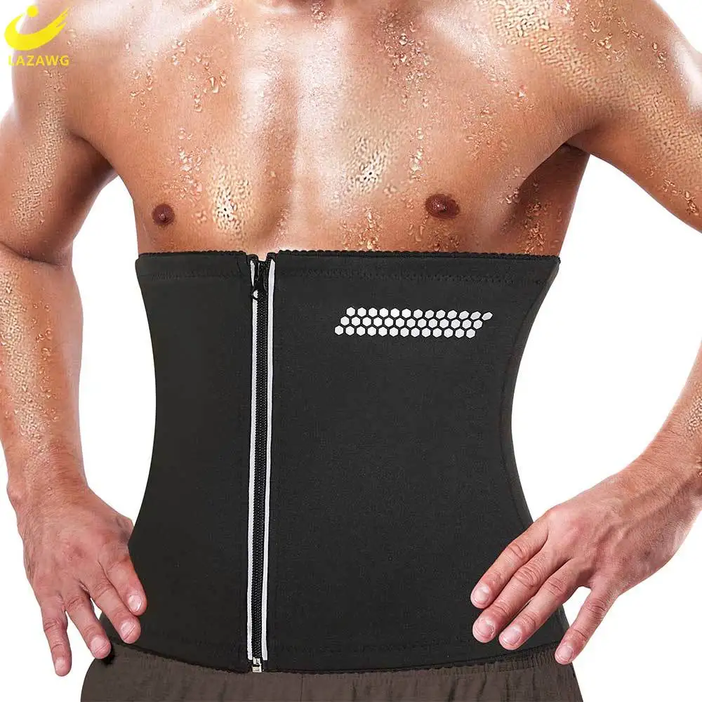 LAZAWG Men Waist Trainer Belt Waist Trimmer Weight Loss Tummy Band Sweat Corset Belly Girdles Body Shaper Fat Burner Slimming