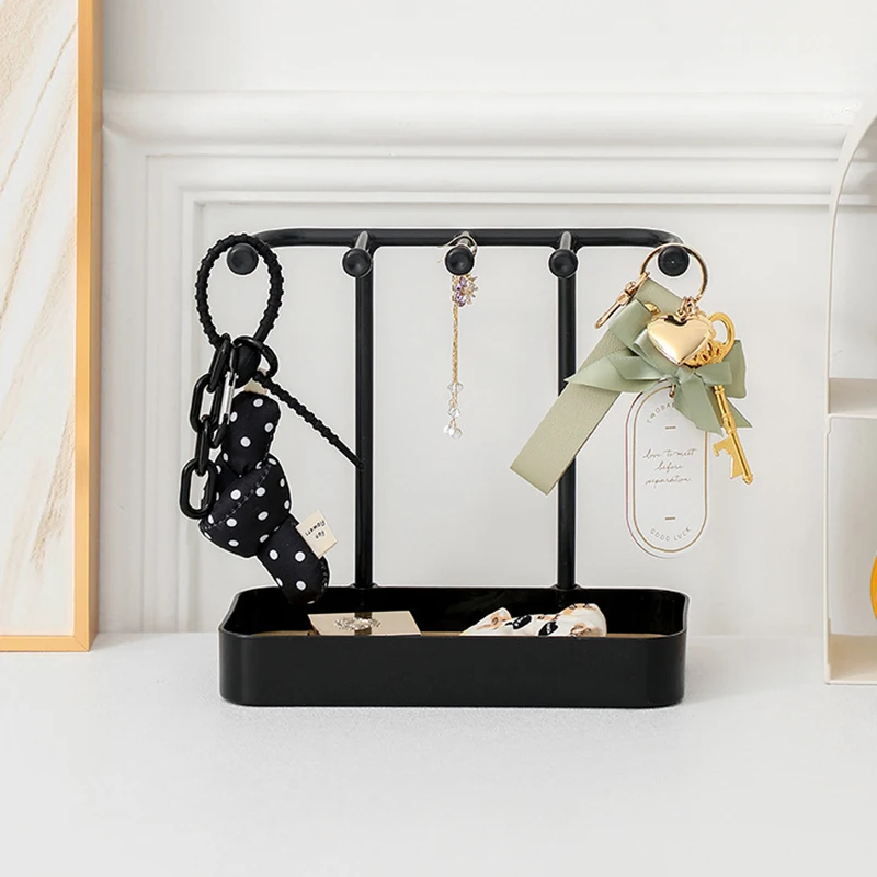 Multifunctional Jewelry Display Rack Necklace Ring Earrings Storage Rack Detachable Wooden Tray Desktop Jewelry Organizer Holder