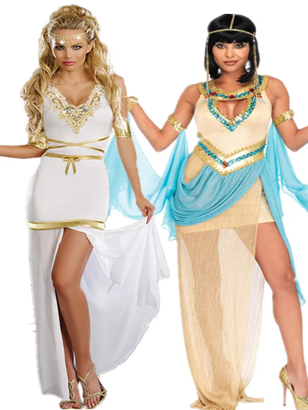 Medieval Halloween Costume Adult Female Sexy Greek Goddess Cleopatra Queen War God Performance Dress