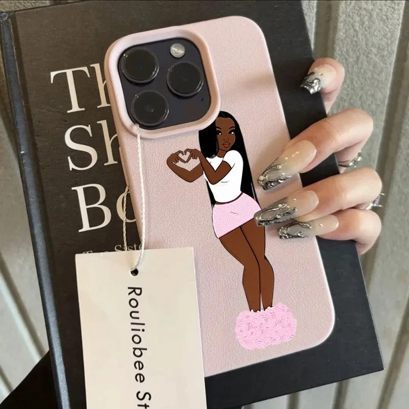 黒人女性ハートハンドケース Samsung A05S A06 A07 A15 A16 A17 A34 A35 A53 A54 A55 S23 S24 FE S25 S26 Ultra A26 A36 A56 カバー