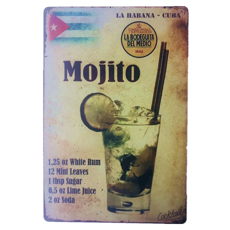 

Mojito напитки, металлическая фотосессия, Коктейльная доска для отеля, музыка, бар, ресторан, декор 20x30 см, постер, Прямая поставка