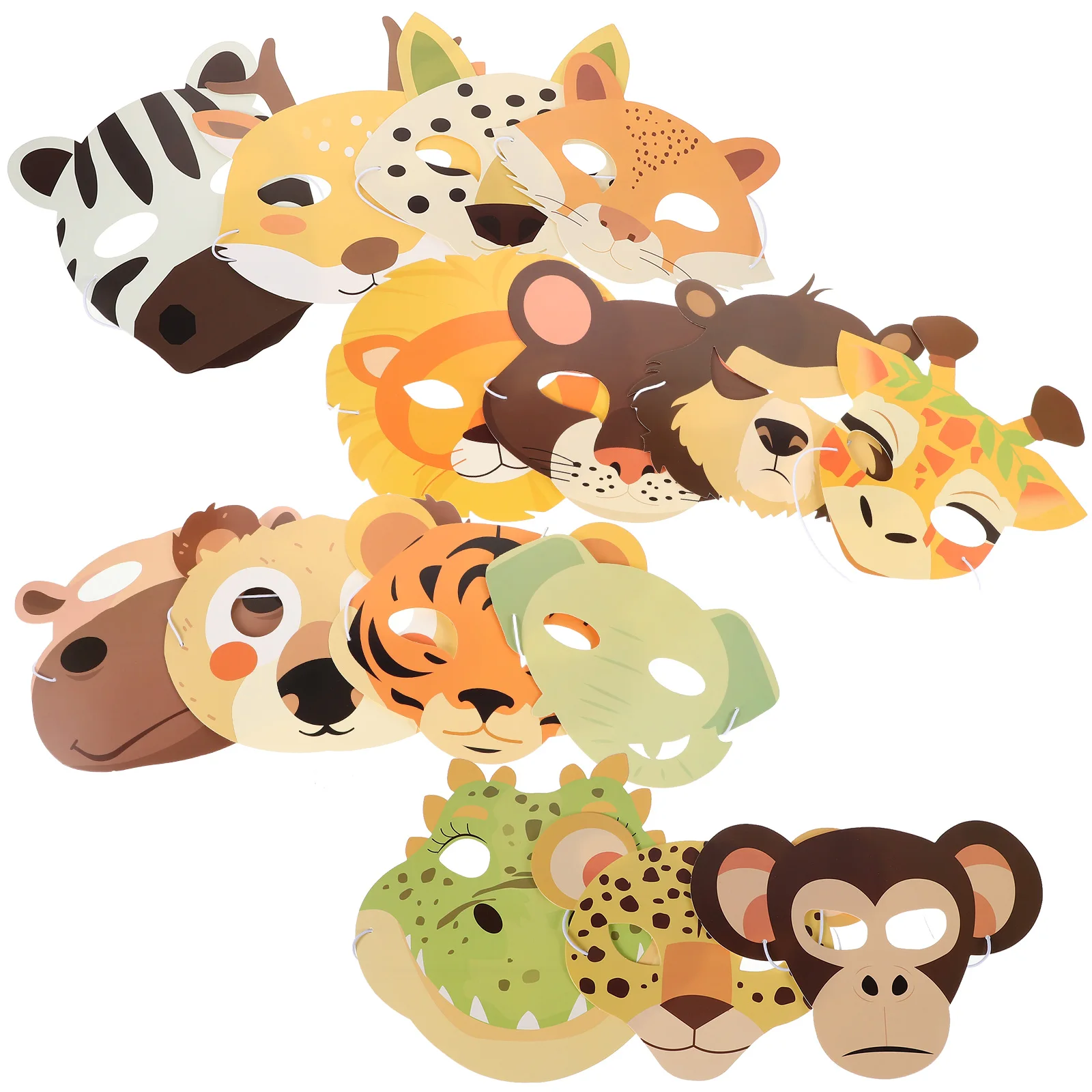 

15pcs Animal Masks Jungle Party Accessories Kids Masquerade Supplies Lion Tiger Hippo Halloween Favors Stage Props