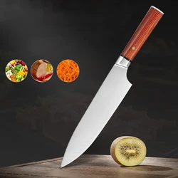 8 Inch Chef Knife Sharp Cleaver Sashimi Meat Slicing Sushi 3 Layer Clad Steel VG10 Blade Kitchen Knife Dalbergia Rosewood Handle