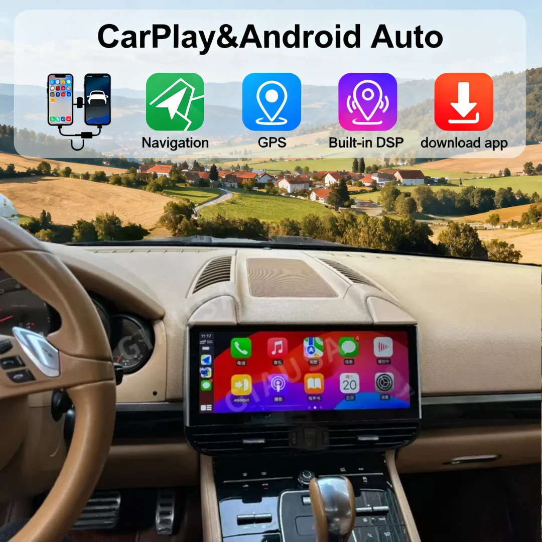 

12,3 "QLED 4G WiFi стерео автомобильный мультимедийный плеер RDS автомобильный радиоприемник для Porsche Cayenne 2010-2016 CarPlay Android 14.0 GPS-навигация