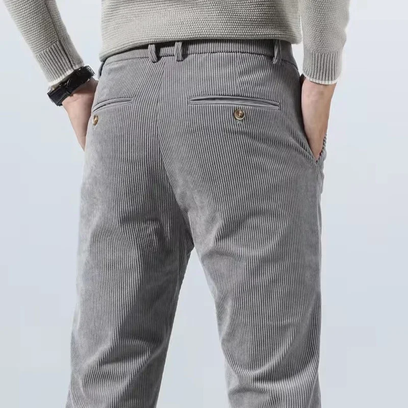 Autumn and Winter Men's Corduroy Trousers New Men's Clothing Stretch Slim Fit Casual Pants Fashion Mens Business Work Pants