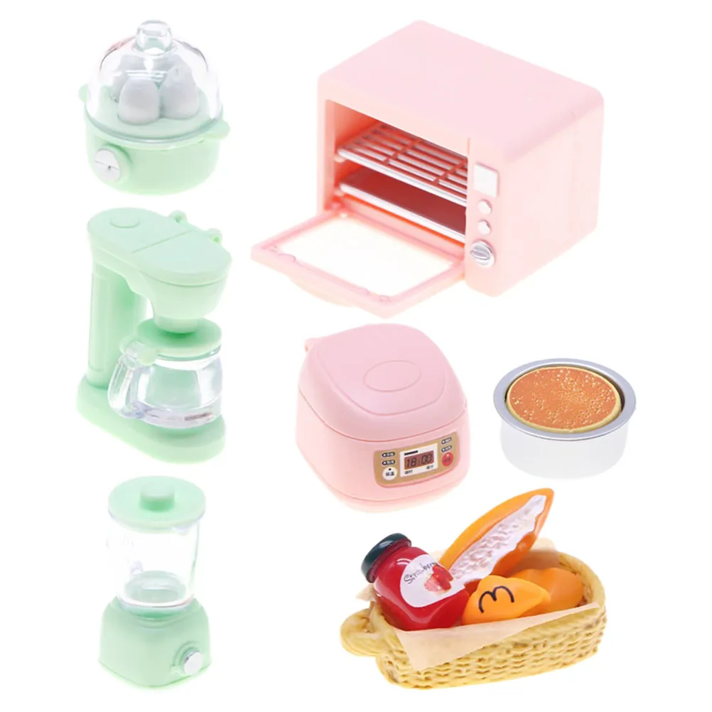 7 قطع من أدوات المطبخ المصغرة لبيت الدمى، حجم موفر للمساحة، تصميم عالي التفاصيل يعزز اللعب الخيالي #1