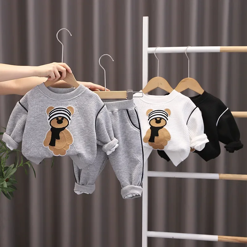 Kids Clothing Spring Autumn Baby Boy Clothes 1 To 2 Years Cartoon Pullover Long Sleeve T-shirts and Pants 2PCS Childrens Suits