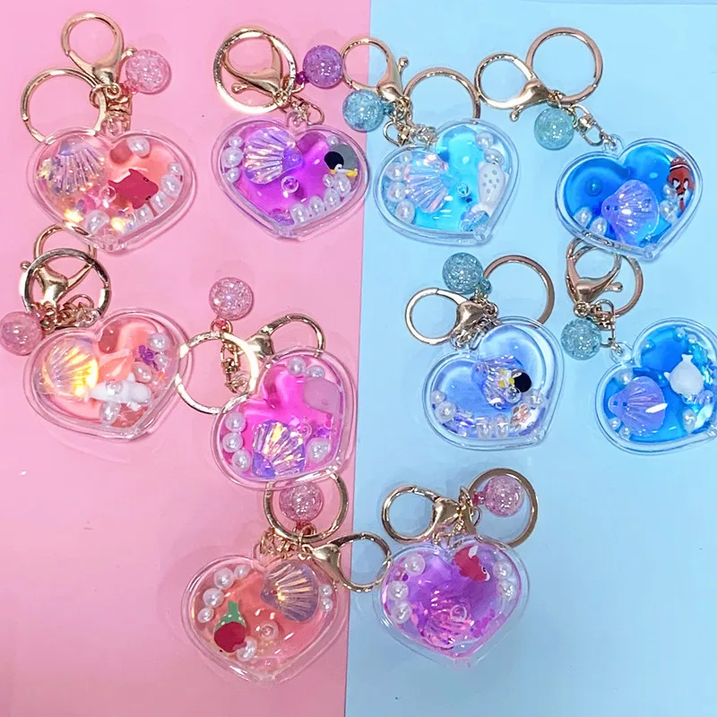 Cute Oil-Filled Pendant Marine Animal Quicksand Bottle Keychain Car Shape School Bag FemaleinsFloating Bottle Ornaments