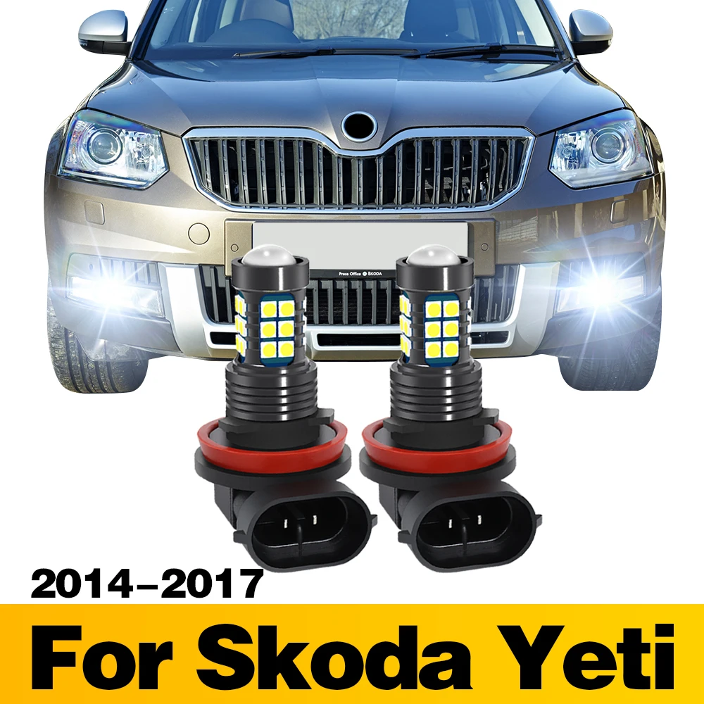 2Pcs LED Lamp Car Front Fog Light Accessories For SKODA Yeti 2014 2015 2016 2017