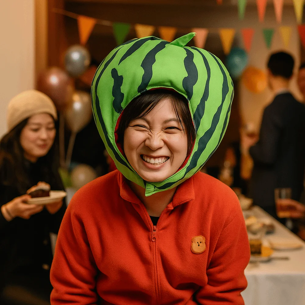 

Comfortable Fashionable Watermelon Headgear Funny Soft Plush Watermelon Hat Fiber Cotton Novelty Watermelon Headdress Cosplay