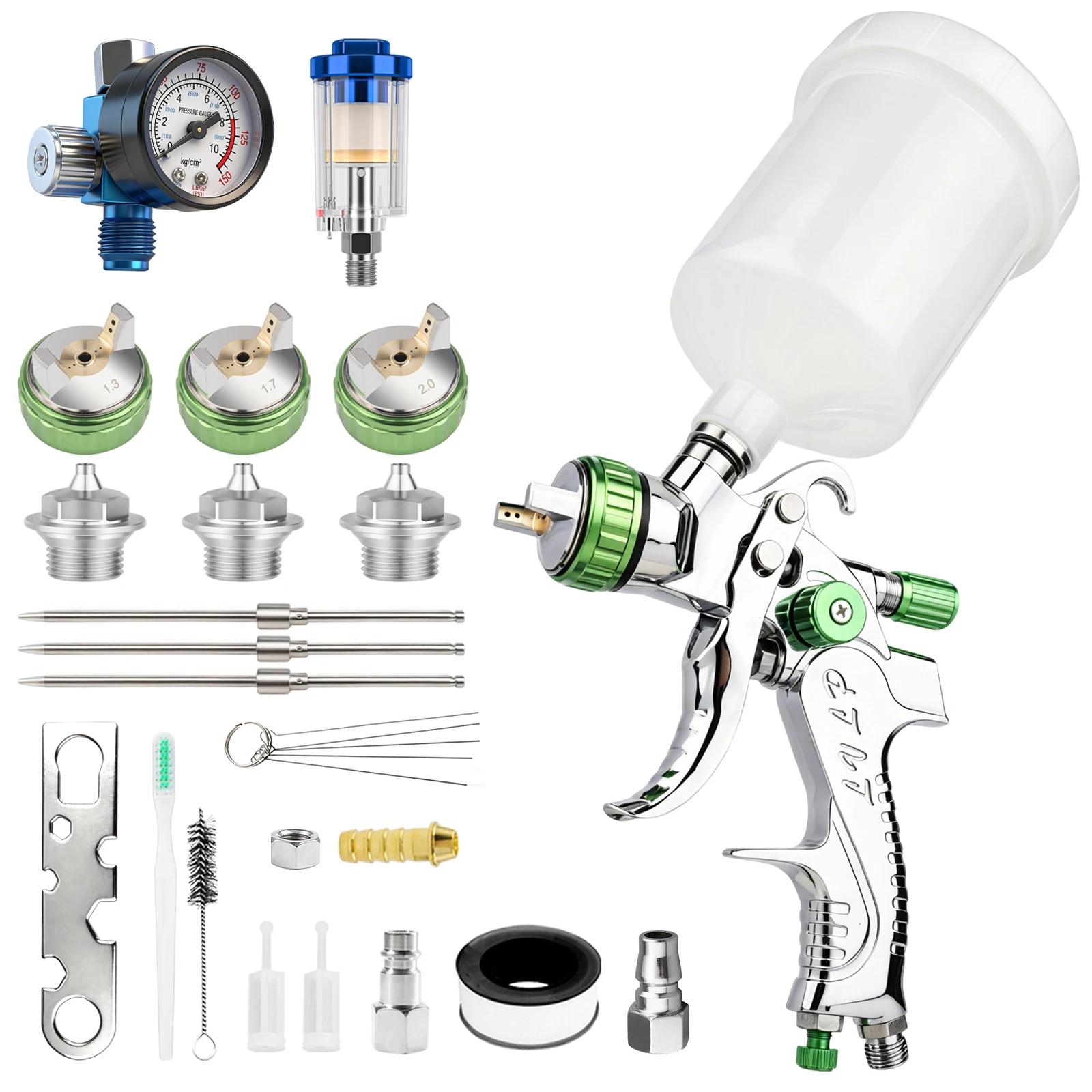 professional-lvlp-portable-air-spray-gun-3-nozzles-13-17-20mm-gravity-feed-600cc-air-regulator-for-automotive-painting-diy