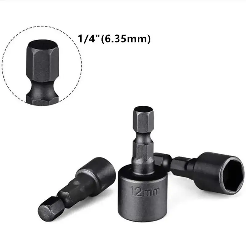 1 Set 14 Inch Hex Shank Power Nut Driver Drill Bit Set Metric Imperial Socket Wrench Screwdriver Woodworking Drill