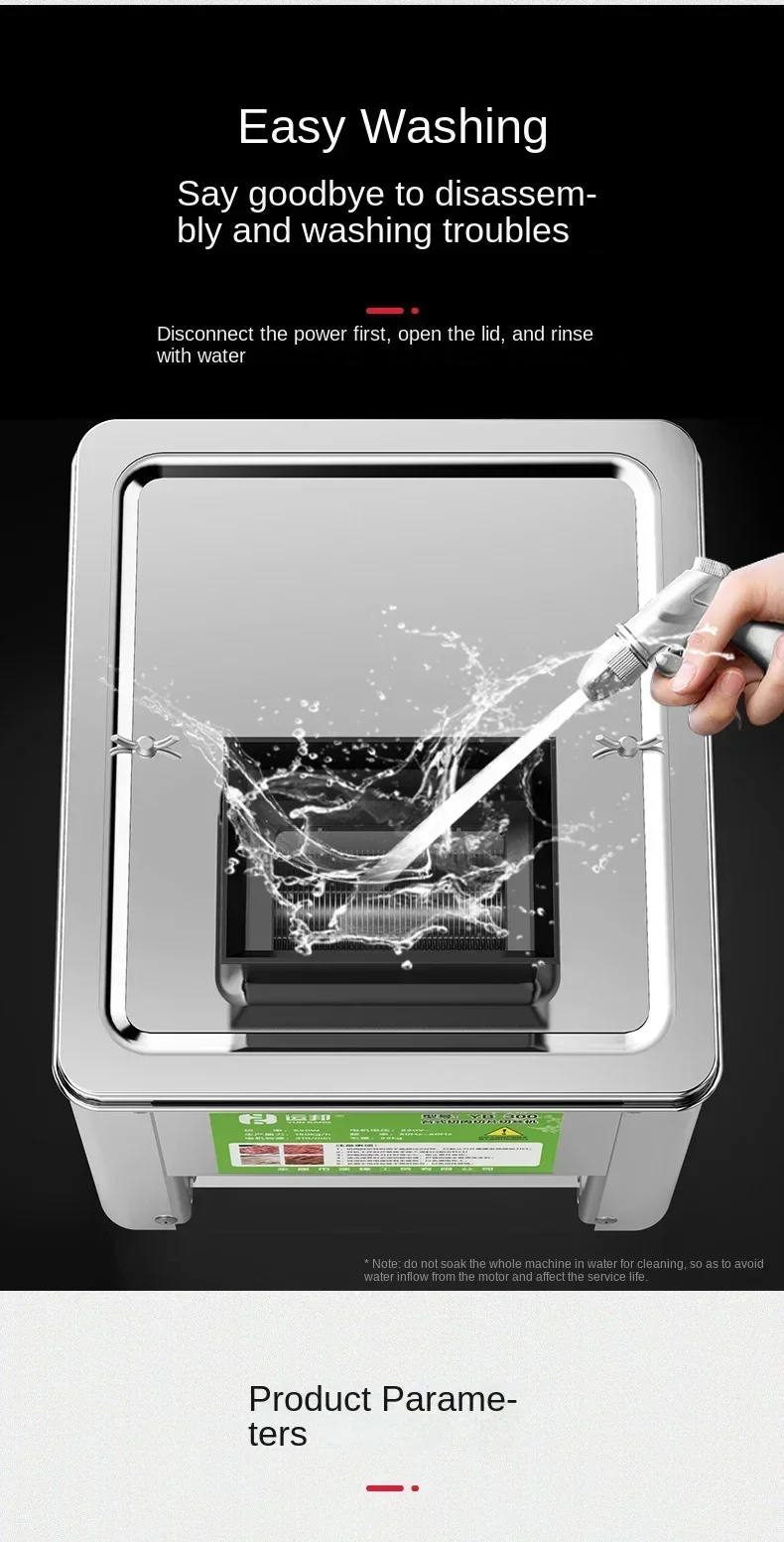 Macchina professionale per la lavorazione automatica della carne - Sistema rotante con lama in acciaio inossidabile per tritare e affettare rotoli di montone