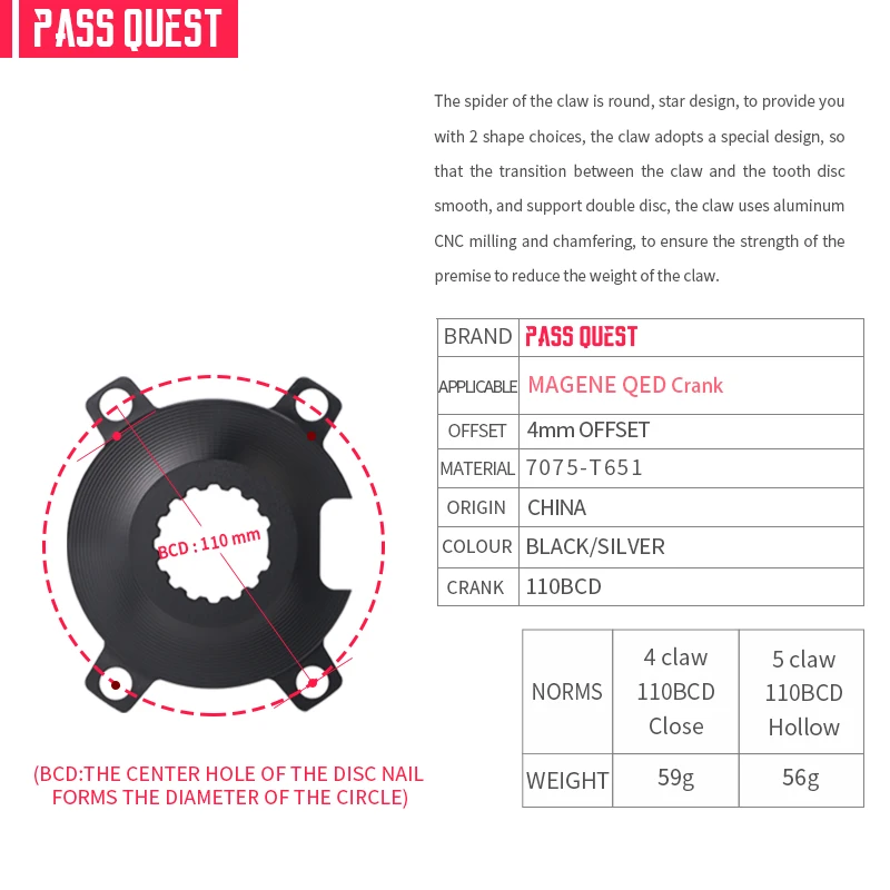 PASS QUEST for Magene QED Spider, Modification Parts, Suitable for Power Meter with Charging Hole - view 3