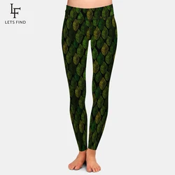 LETSFIND Women High Waist Women Print Pants Fashion New Green Leaves Print Fitness Stretch Slim Girl Full Leggings