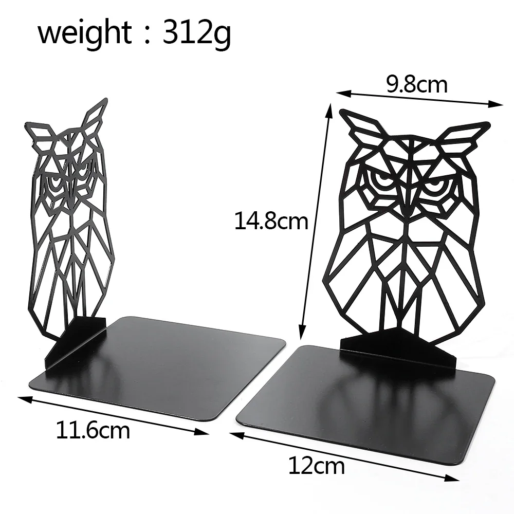 Simples oco coruja bookends preto literatura sala de estudo ornamento requintado livro suporte presente ferro 1 par individualidade livro titular