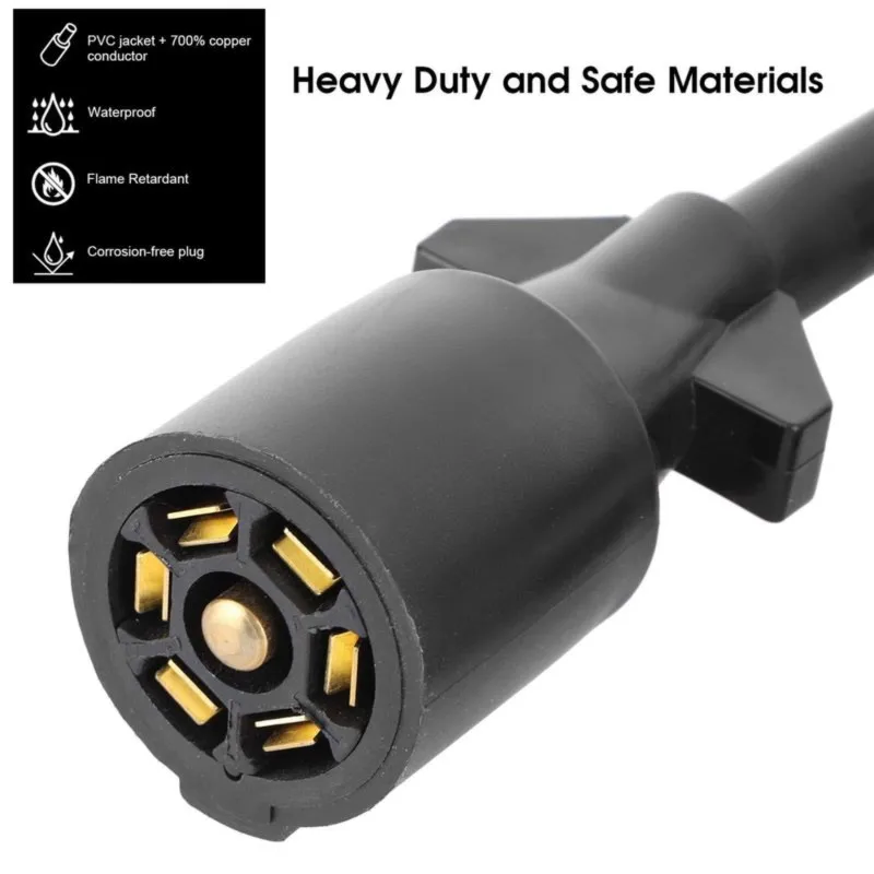 Super Sale 7 Way Trailer Plug Extension Cord 3FT 7 Pin Trailer Extension Trailer Pigtail Connector for RV Connecting Line