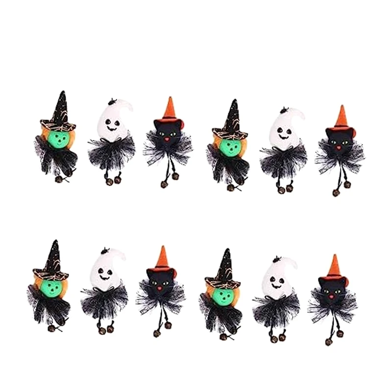 12 Pcs With Skeleton Ornaments Haunted Indoor Decorations Hanging Halloween Decor Bells Decoration House Funny Dolls Easy To Use