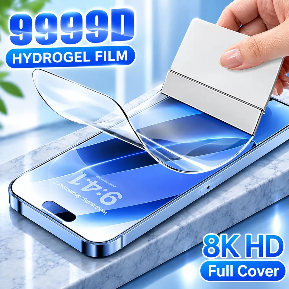 2 Stück Hydrogel-Folie für iPhone 15, 14, 13, 12 – weiche Displayschutzfolie für iPhone 11, 18, 17, 16 – HD, kratzfest, bruchsicher.