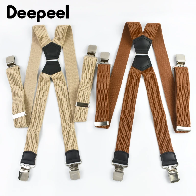 สายเอี๊ยมผู้ชาย 1 ชิ้น ขนาด 3.8*120 ซม. แบบ 4 คลิป สายยางยืด ปรับได้ รูปตัว X สำหรับผู้ใหญ่ สายรัดกางเกง จ๊อคสแตรป