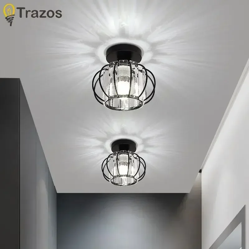 Luxury Led Crystal Aisle Light Corridor Light Simple Modern Living Room Bedroom Lantern Creative Entrance Porch Ceiling Light