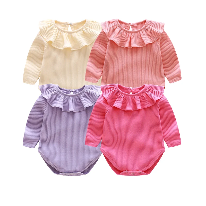 Times' Favourite Newborn Baby Boy Clothing Long Sleeves Bodysuit For Girls Cotton Solid Baby Girl Clothes Infant Baby Wholesale