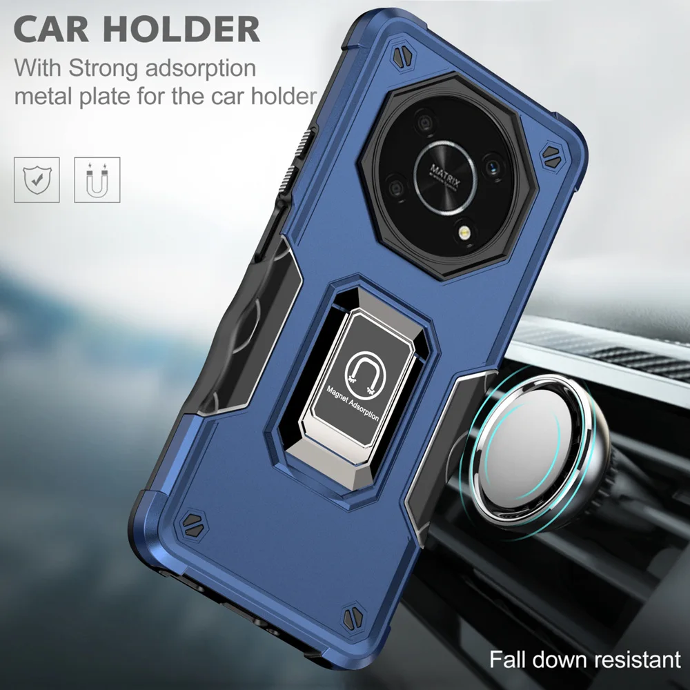 KEYSION Shockproof Armor Case for Honor X9 5G X30 Silicone + PC Metal Ring Stand Phone Back Cover for Huawei Honor Magic 4 Lite