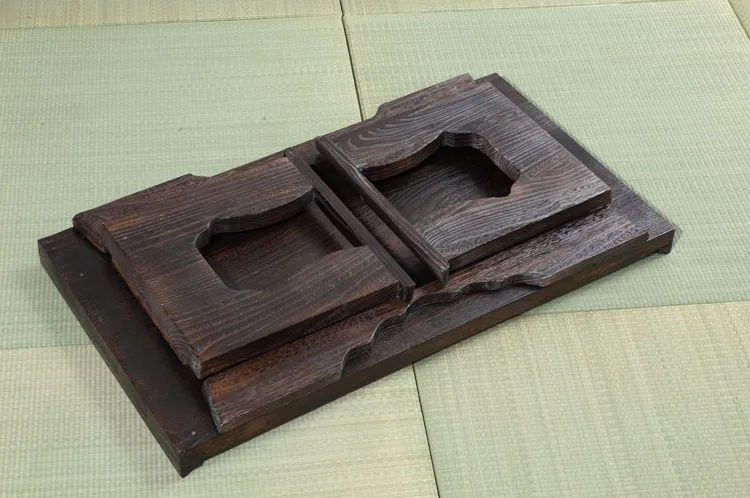 Japanese Antique Tray Table Folding Leg Rectangle 80cm Paulownia Wood Traditional Asian Furniture Living Room Tea Table image 5