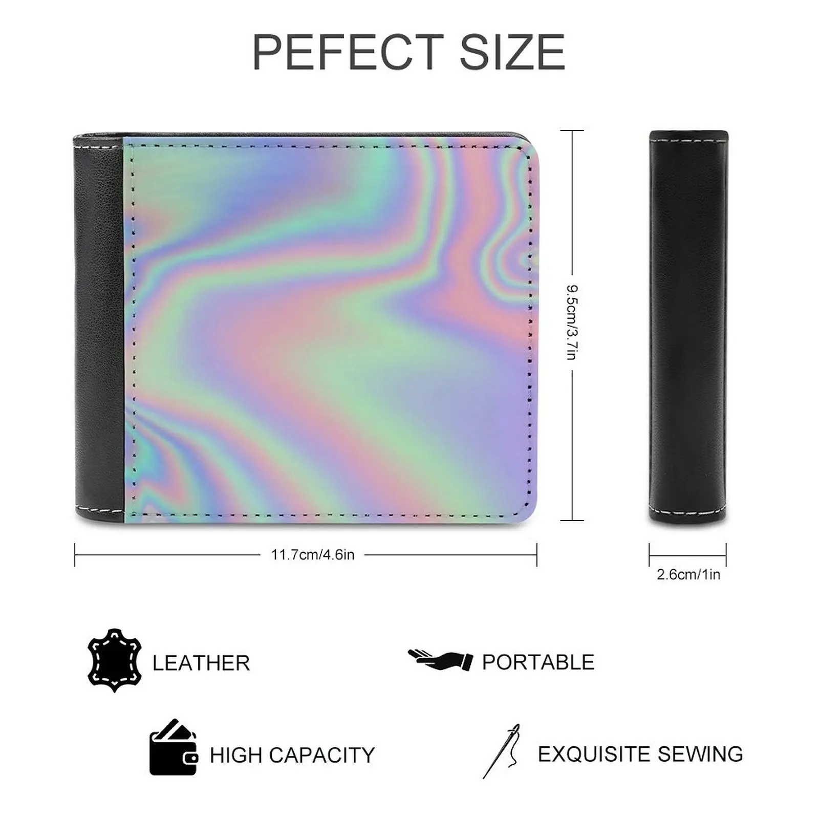 Holographic Pattern New Men Wallets Pu Leather Men Purse High Quality Male Wallet Psychedelic Material Shine Shiny Rainbow