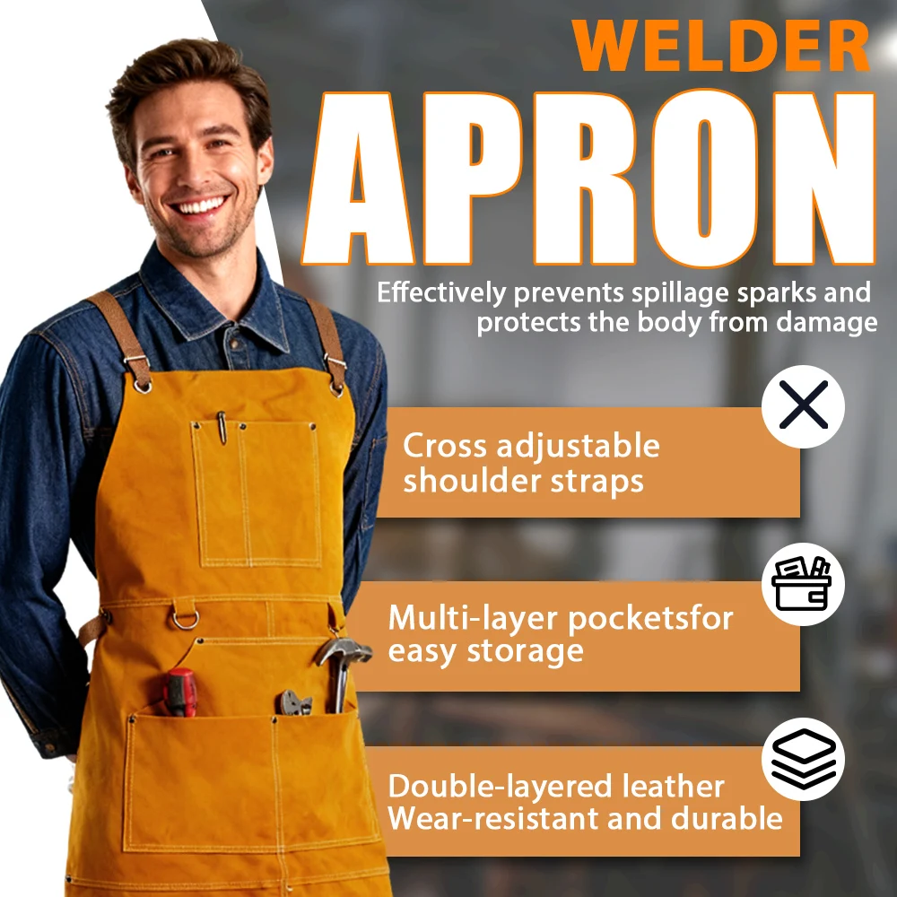 Oxhide Leather Welding Apron Cowhide Blacksmith Apron For Fire Resistant Car Repair Work Welders Flame Resistant