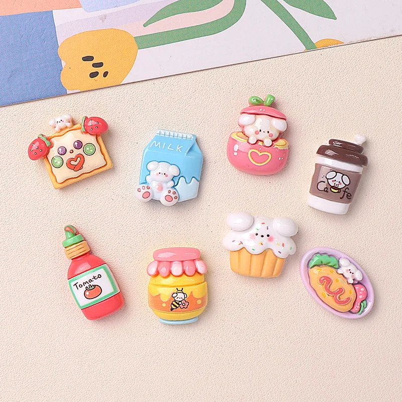

100pcs Kawaii Resin Simulated Milk Bread Flatback Miniature Craft DIY for Phone Case Hairpin Keychain Earrings Scrapbook