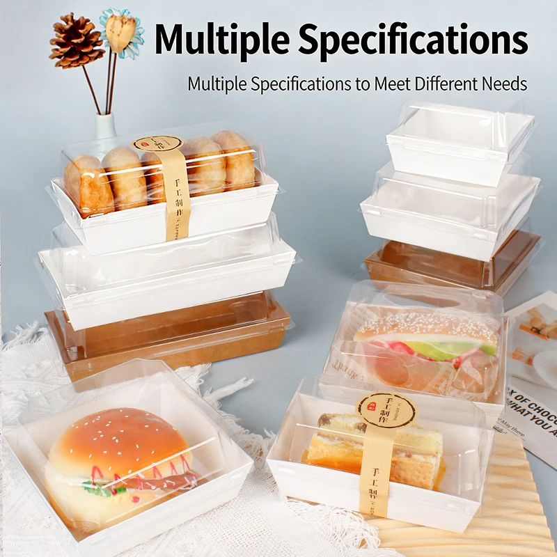 [MA]50 Pieces Per Pack Rectangular Roll And Pastry Sandwich Box Cake Packaging Box[MA] - view 3