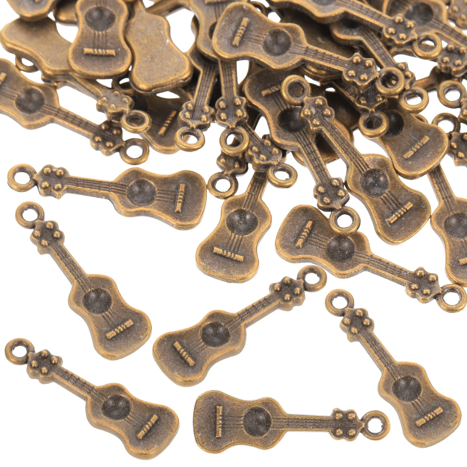 

50Pcs Mini Guitar Charms Metal Pendant DIY Phone Shell Decor Craft Accessories Guitar Decoration Kit Charms Phone Case Charm