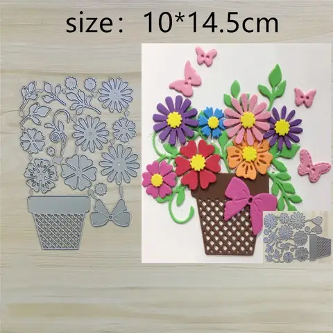 Vaso di fiori farfalla metallo tagliato muore stencil per Scrapbooking timbro/Album fotografico goffratura decorativa carte di carta fai da te