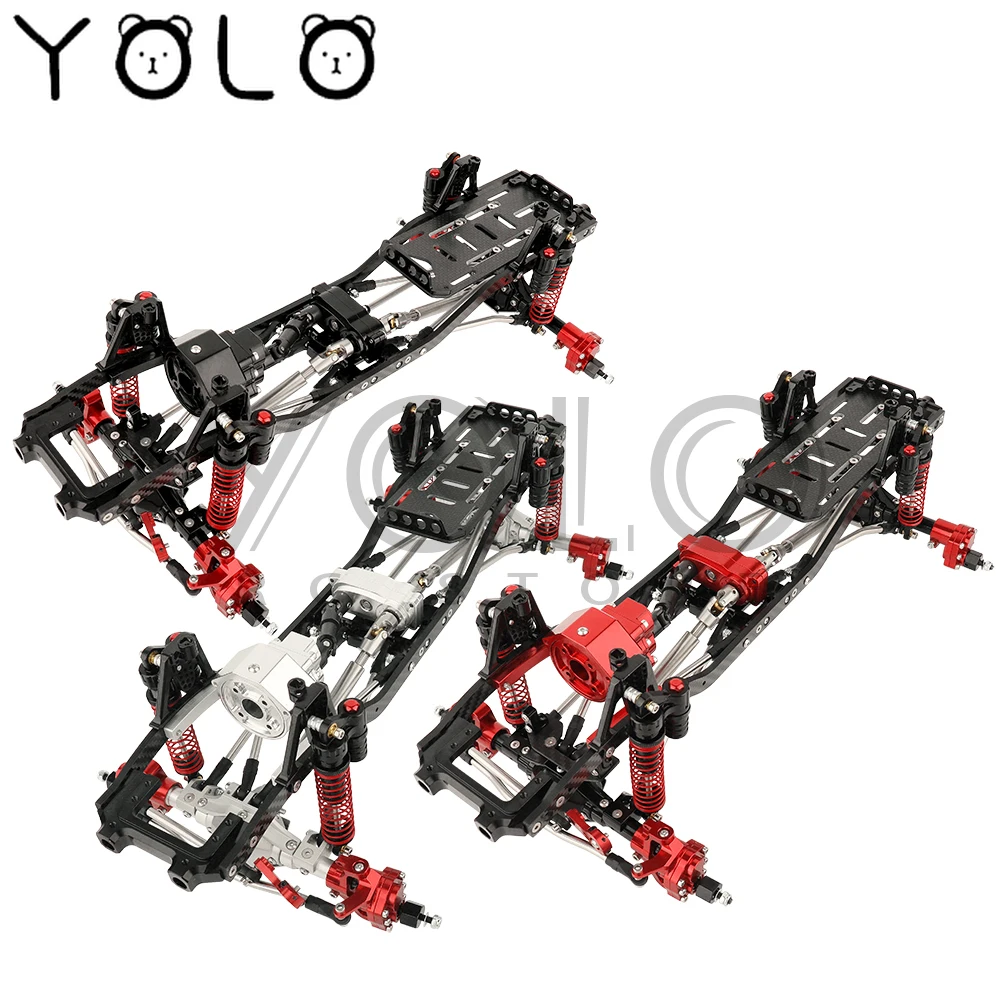 

1/10 SCX10 II Carbon Fiber Chassis Rail Metal Frame RC Model Simulation Climbing Upgrade Car Refit Kit Parts with Portal Axles