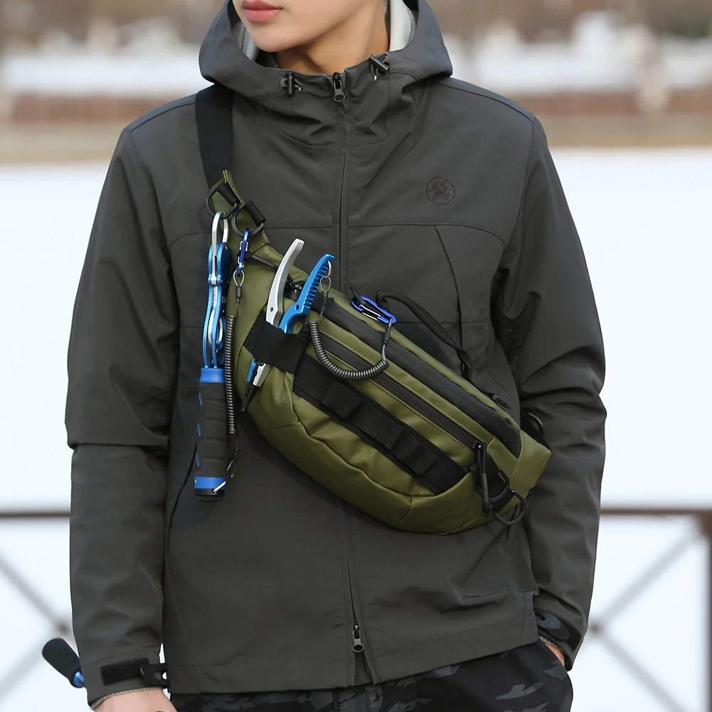 Men Fishing Waist Pack Waterproof Tactical Fanny Pack Multifunctional Zipper Storage Bag Anti-Theft for Outdoor Camping