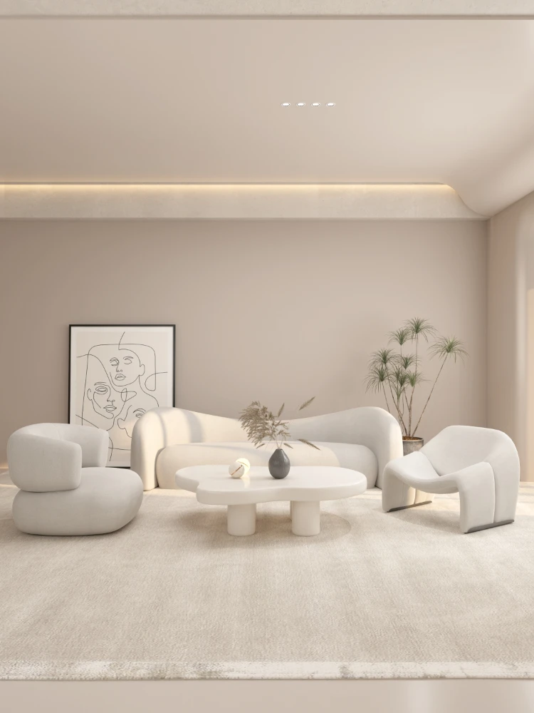 

Custom cream style sofa small apartment living room, Nordic simple creative clothing store, leisure reception, beauty salon