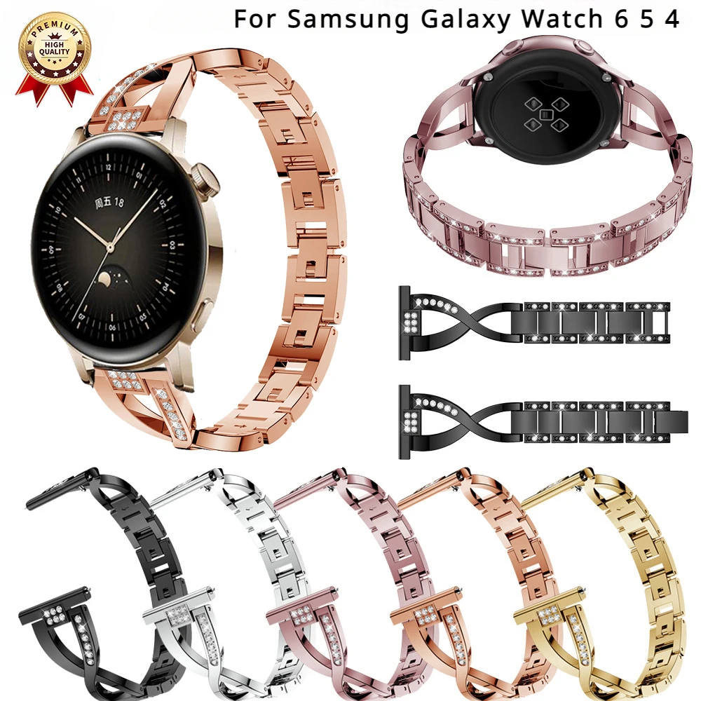 20mm For Samsung galaxy watch 3 41mm 45mm Active 2 40mm 44mm luxury Stainless Steel Strap band Watchband Metal Aolly Bracelet