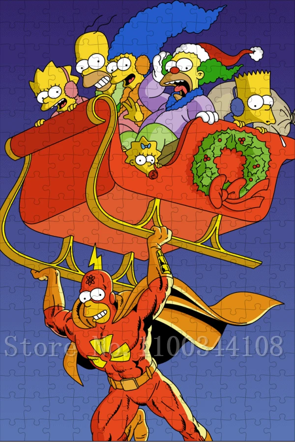 The Simpsons Christmas Jigsaw Puzzles Disney Cartoon Movies 300/500/1000 Pieces Wooden Puzzles for Adults Children New Year Gift