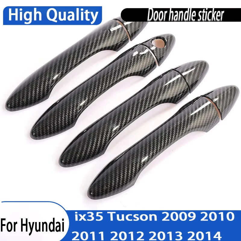 Carbon Fiber Chrome Car Door Handle Cover Trim Sticker Accessories For Hyundai ix35 Tucson 2009 2010 2011 2012 2013 2014