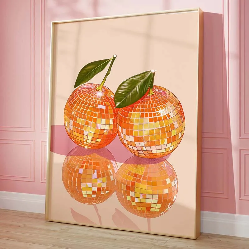 Fashion Pink Disco Lemon Grape Apple Cherry Strawberry Poster Print Fashion Wall Art Picture Decor Frameless Canvas Painting - view 6