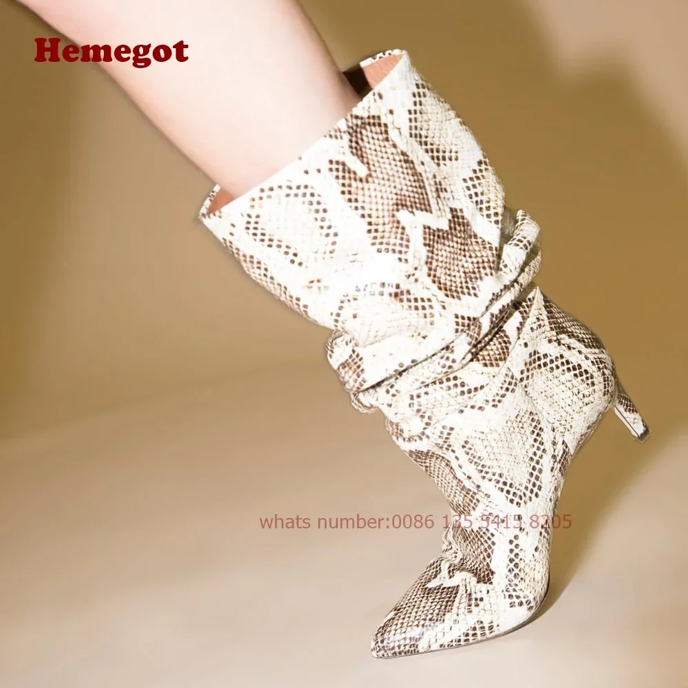 

Сапоги женские плиссированные до колена, на шпильке, с острым носком