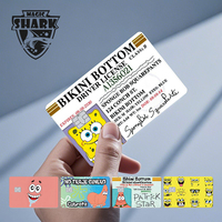 Magic Shark Cute Spongebobs Patricks Stars Cobrate Cartoon Matte PVC Sticker Cover Film Skin for Debit Bank Credit Card