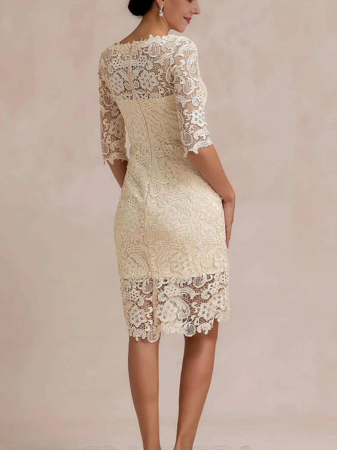 Элегантное кружевное платье с вырезом «бато» и рукавами 3/4, платье для матери невесты, свадебное платье для гостей, торжественное платье длиной до колена, 2025, бесплатно по индивидуальному заказу