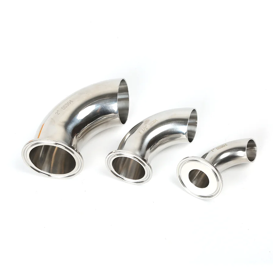 SS304 SS316Lstainless steel single card single welding 90 degree elbow clamp type pipe fitting joinTC50.5 TC64 TC77.5 TC91 TC109