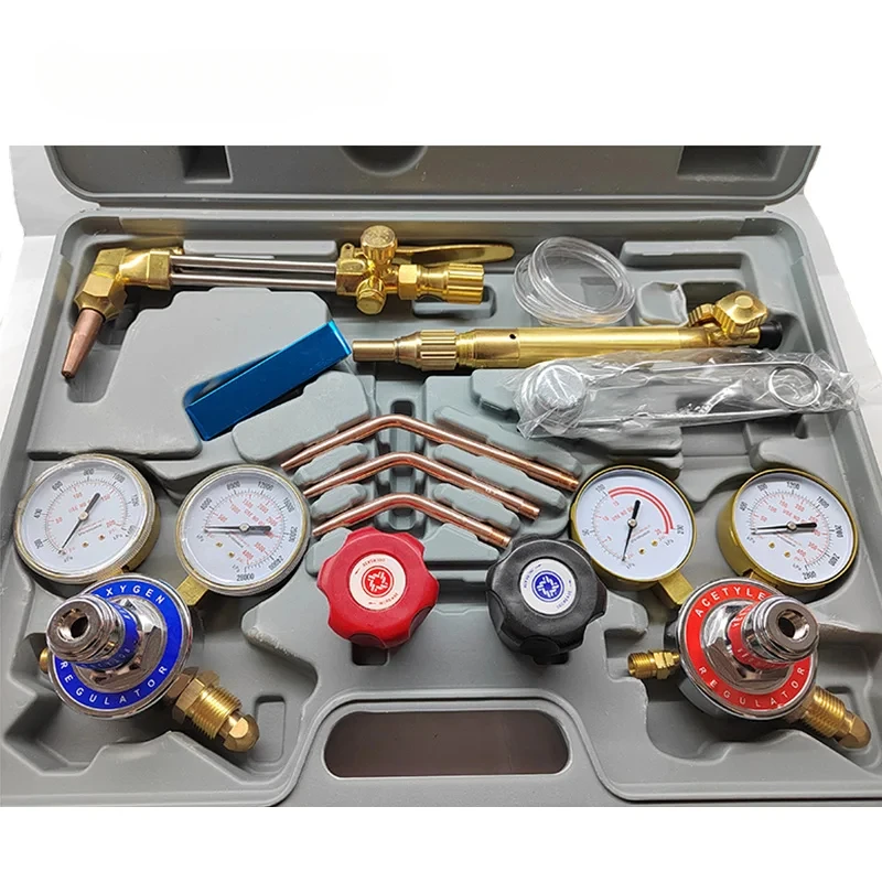 American Type Oxygen Acetylene Gas Pressure Regulator Heating Torch Copper Welding Cutting  Kit