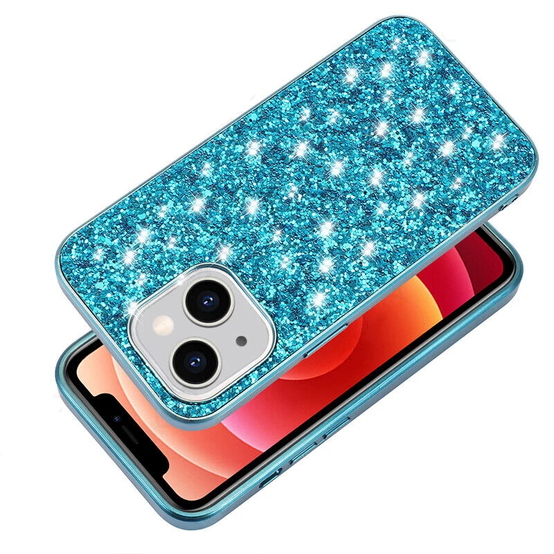 Etui Shining Glitter Bling Sequins Case dla iPhone 14 13 12 11 15 16 Pro Max Mini XS XR 7 8 Plus Plating Frame Shockproof Phone Cover — zdjęcie produktu 5