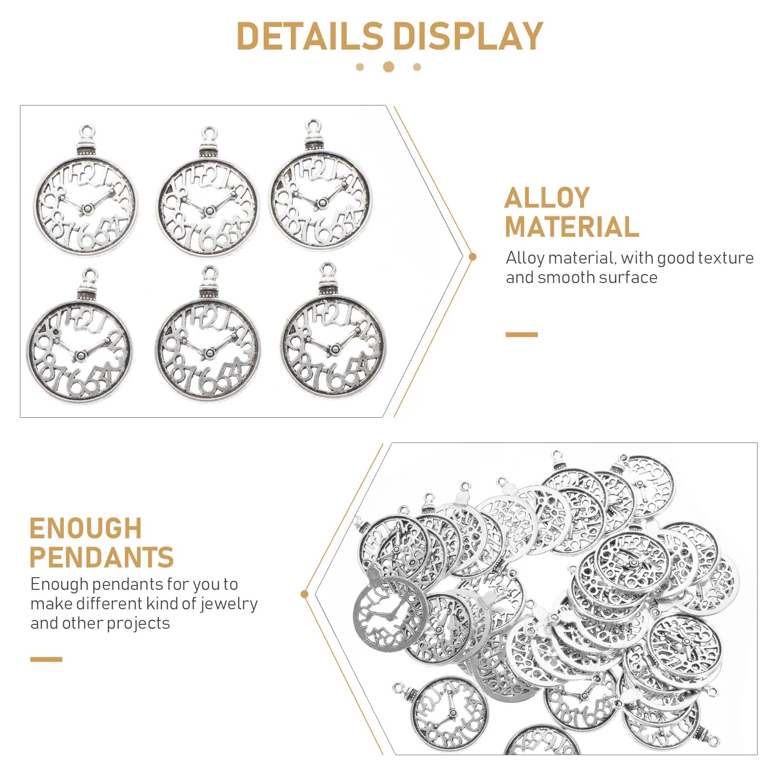 

60 pcs Retro Clock Accessories Jewelry Making Pendants Necklace Charms Bracelet Earring Keychain Decorative Metal Pocket Watch